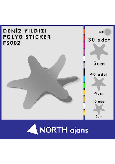 Deniz Yıldızı Folyo Duvar Sticklerı Gri