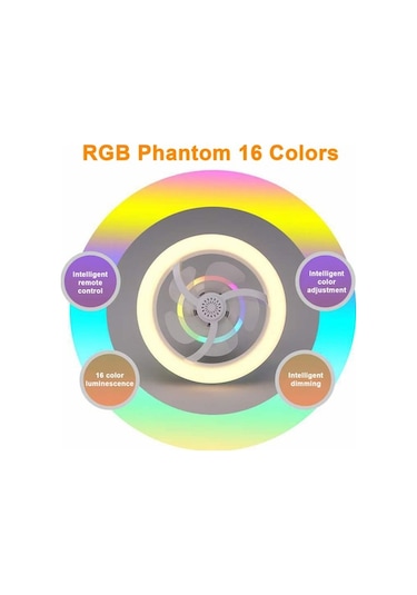 Uzaktan Kumandalı 50w Led Fan Işığı E27 Hareketli Kafa Rgb Tavan Vantilatörü Lambası Aromaterapi Renkli Yatak Odası Kısı Diğer