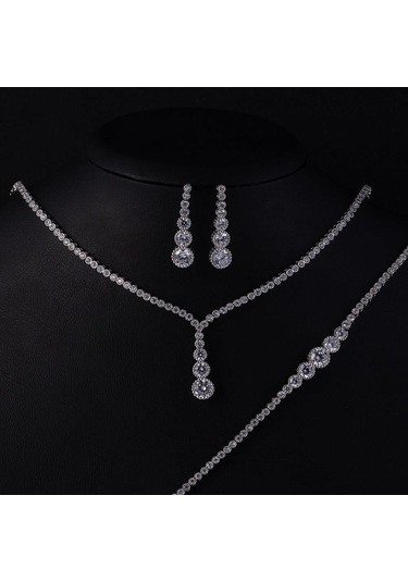 Gümüş Pazarım Pırlanta Montür Yuvarlak Kesim Su Yolu Gümüş Düğün Seti Gümüş