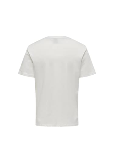 Only Bisiklet Yaka Baskılı Erkek T-shirt 22025304 Beyaz