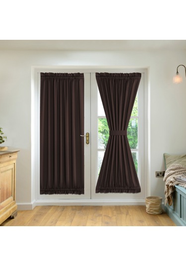 Vkemall 2 Adet Kahverengi Gölgeli Perde Seti - 63x182cm, Üç Katlı Örgü, Isı Ve Gürültü Yalıtımı, Makine Yıkama Uygun, Ayna Kordonlu Kahverengi