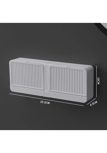 Youmex Banyo/ Mutfak İçin Beyaz Plastik Duvarlı Sabunluk, Deliği Olmayan Yapışkan Montaj, Su Akışı Tepsisi, 2 Bölmeli, Kuru Sabun Koruma Beyaz