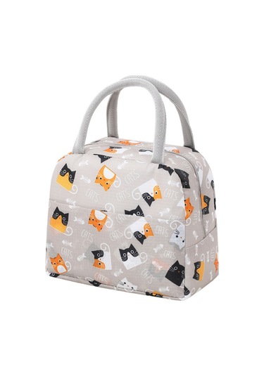 Yeiuyi7 Baskılı Desen Yalıtım Öğle Yemeği Çantası Gri