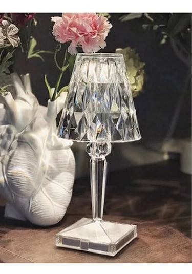 Dekoratif Ledli Usb Şarjlı Dokunmatik Kristal Led Masa Abajur Rgb Şeffaf