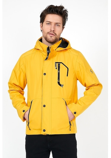 Sivaist Yeni Sezon Erkek Sarı Softshell Kapüşonlu Iç Cepli Mont