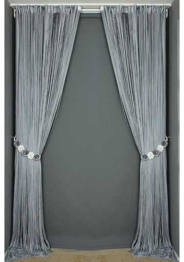 Düz Ip Perde Gri Çift Renk Hazır Ip Perde 300 X 280 Cm