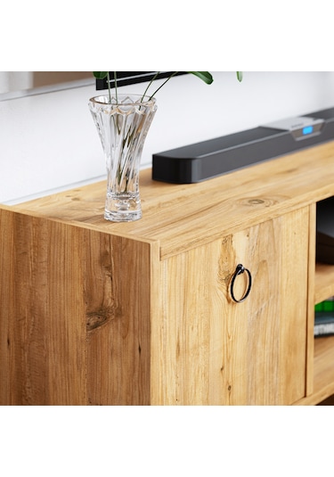 Tv Sehpası Kapaklı Raflı Tv Ünitesi Televizyon Sehpası Çam