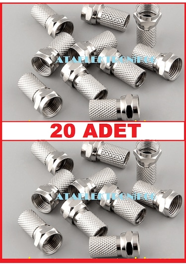 20 Adet F Konnektör Jak Aparat Rg6 Koaksiyel Kablo Ucu