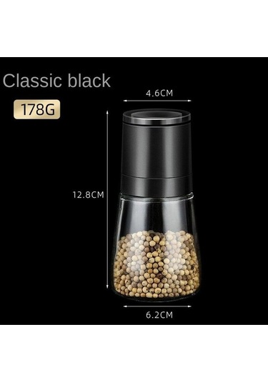 Besthome1 Karabiber Öğütücü Gül Tuzu Tamamlayıcı Gıda El Bükülmüş Şişesi Siyah 1 Adet Ev Manuel Biber Tozu Siyah