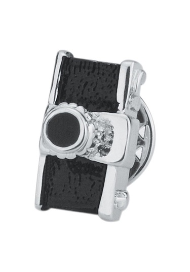 Magideal Suntek Siyah Retro Kamera Broş Gümüş