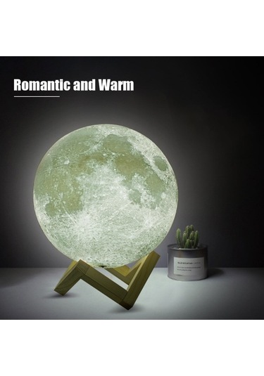 Novahub 3d Baskı Gece Lambası - Usb Şarjlı Dimlenebilir Ahşap Standlı 2 Renkli Işıklı Yatak Odası Dekoru Diğer