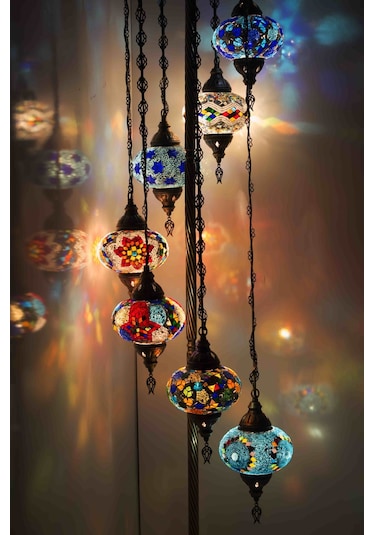Dekoratif Mozaik Lamba 7 Li Lambader Dekoratif Köşe Lambası Gece Lambası
