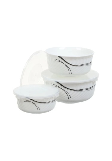 Daniks Cam Seramik Kapaklı 3'lü Salata Kasesi Seti, Tokyo 225254516 Siyah