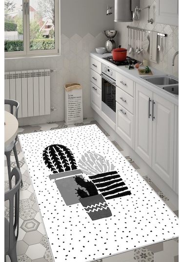 West Home Dijital Baskılı Yıkanabilir Kaymaz Taban Mutfak Halısı Wh 349 Grey