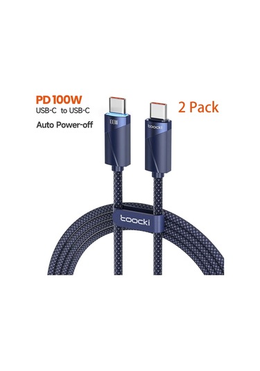 Toockitoocki 100w Usb C Kablo 5a Hızlı Şarj İphone 15 Xiaomi 12 Samsung S23 Macbook Uyumlumavi1m