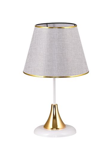 DEDE LİZBON ABAJUR BEYAZ GOLD MASA LAMBASI Beyaz - Gri