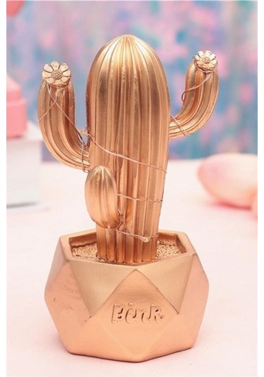Sıladanal Led Işıklı Sevimli Kaktüs Dekoratif Masa Lambası Mini Biblo Gece Lambası-gold Diğer