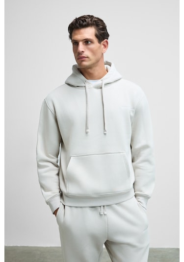 MARSHALLHOODIE Erkek Pamuklu İçi Polarlı Nakışlı Relaxed Gri Eşofman Takımı