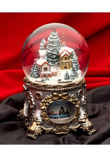 Yerli, El Boyaması, Müzikli Ve Kendinden Üflemeli,klasik Desenli,120 Mm Noel Kar Küresi.