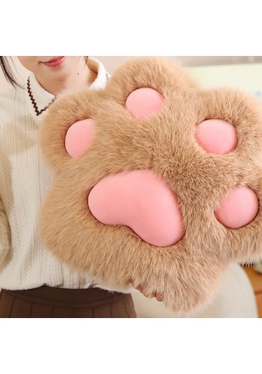 Symbee Mavi Pembe Kedi Parmaklı Yumuşak Plüsh Bel Yastığı Ofis Araba Sandalye Dayak Podu 45 Cm Beyaz