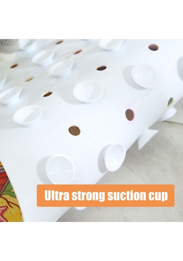 Leezsing Çocuklar İçin Deniz Temalı Pvc Banyo Kaydırmaz Paspas - 100x40 Cm, Drenaj Delikli, Yıkanabilir Çok Renkli