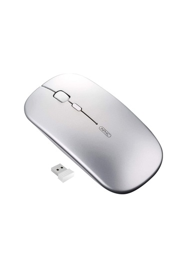 Kablosuz Fare İnce Mini Sessiz Şarj Edilebilir 2.4g Usb Alıcı 1600dpı Gümüş Diğer