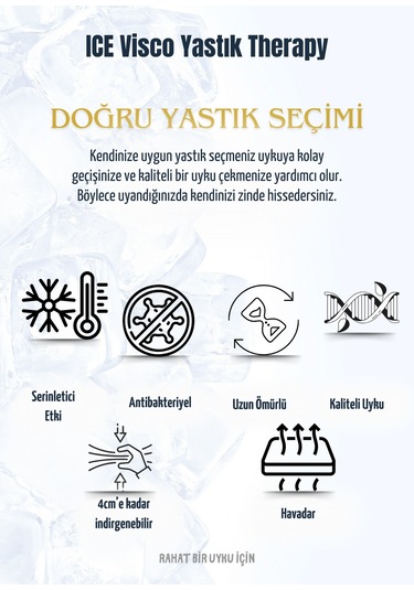 Ice Visco Yastık Boyun Fıtığı Boyun Düzleşmesi Destekli Lüks Yastık Taşıma Çantalı