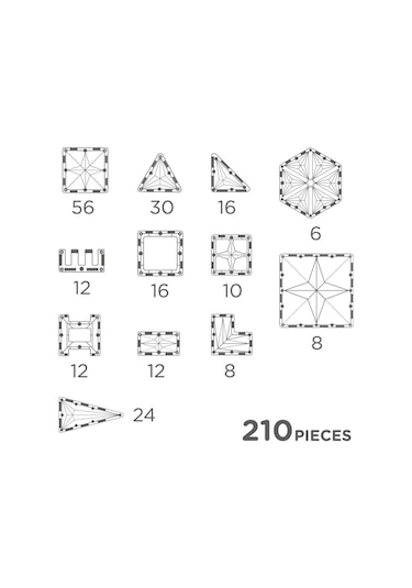 Cleverclixx Mega Creative Pack Manyetik Bloklar, Pastel 210 Parça