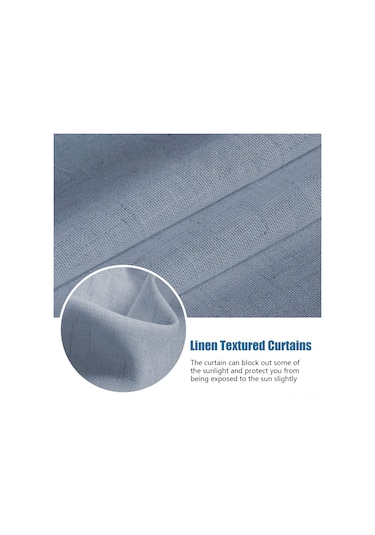 Symbee Linen Blend Opak Gizlilikli Pencere Perde Seti 2 Adet - W66xh172cm, Çivi Yok Yapıştırıcı Montaj, Güneş Engeli Ve Aynı Renk Bağlayıcı Mavi