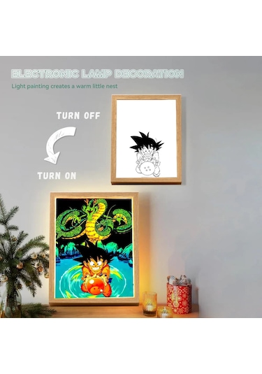 Anime Figürü Dragon Ball Işık Çerçevesi Led Gece Lambası Goku Vegeta 9 Çok Renkli