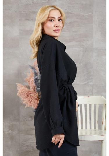 İp Kemerli Gömlek Siyah