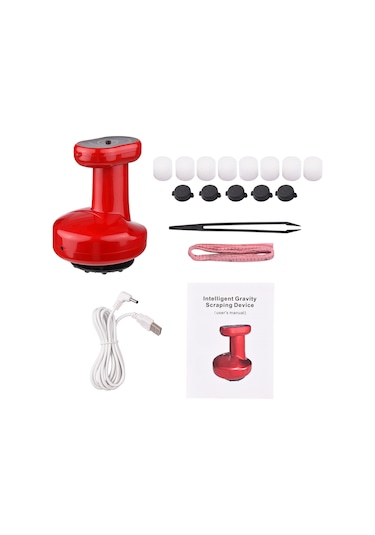 Youtek Elektrikli Isıtmalı Vakum Kan Grubu Cihazı - Akupunktur Noktalarını Uyararak Vücut Bakımı Ve Zayıflama İçin Fizyoterapi Aleti Usb İle Şarj Edilebilir Kırmızı