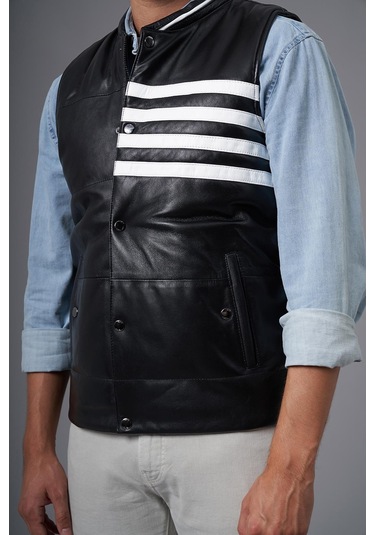 Papi Siyah Deri Yelek 118516 001