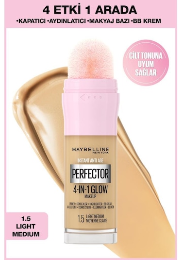 Maybelline New York Instant Perfector Glow 4 Etki 1 Arada Fondöten Light Medium