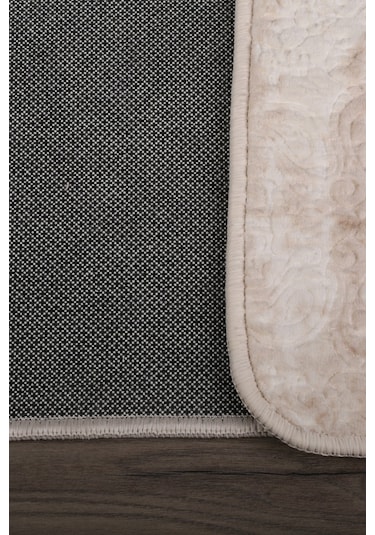 Nova Krem Büyük Ebat 80x150 + 50x80 Cm 2'li Banyo Halısı Paspas S Krem