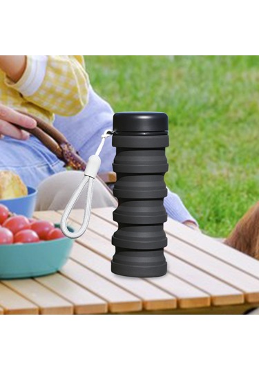 Suntek Dağcılık Kamp Seyahat Için Katlanabilir Su Şişesi Siyah