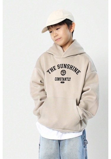 The Sunshine Baskılı Erkek - Kız Çocuk Rahat Kalıp Sweatshirt Bej