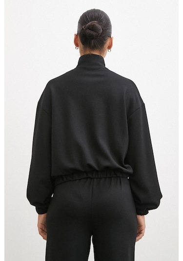 Never More Fermuarlı Sweatshirt Siyah