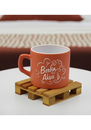 Bk Gift Kişiye Özel İsimli Somon Renkli Middle Çay & Kahve Fincanı-6, Arkadaşa Hediye, Sevgiliye Hediye, Doğum Günü Hediyesi Kobitmeyencom32546 Bk Gif