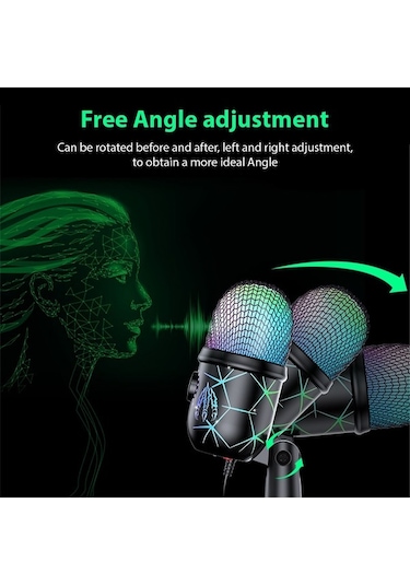 Novahub Profesyonel Rgb Işıklandırmalı Kondansatör Mikrofon, Oyun/kayıt/canlı Yayın, 48khz, Gürültü Azaltma, Usb