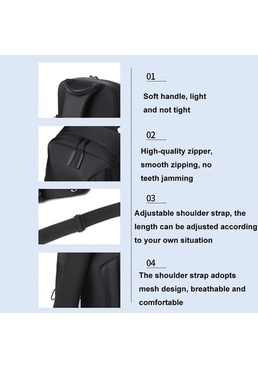 Sones Oumantu 905 Büyük Kapasiteli Su Geçirmez Çizilmeye Dayanıklı Göğüs Çantası Erkek Spor Postacı Çantası Siyah