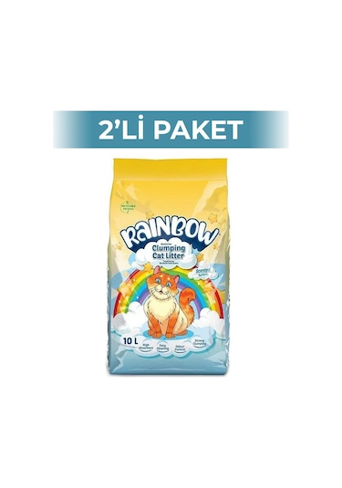 Rainbow Parfümlü Topaklaşan Bentonit Kedi Kumu 2 x 10 L