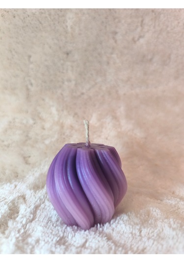 Dalga Desenli Dekoratif Mum, Tek Renk Mor