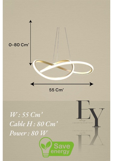 Ey Shop Eskitme Karçiçeği Model 3 Renk Led Kumandalı Avize Eskitme Gold