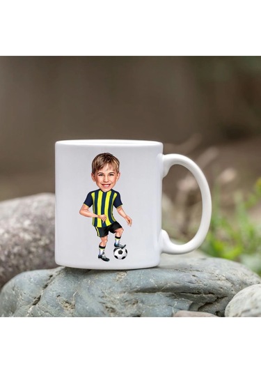 Kişiye Özel Bardak - Karikatür Bardak - Sarı Lacivert Bardak Beyaz