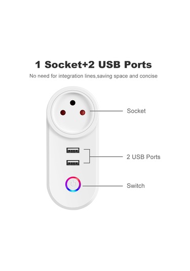 Xurunkeji İsrail Fişi Tuya Akıllı Ev 16a Wifi Akıllı Priz Güç Prizi Usb Şarj Çıkışı Alexa İçin Zamanlama Ses Kontrolü