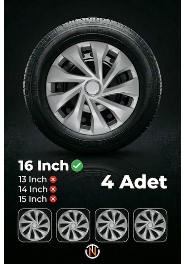 Renault R 9 Broadway 16 İnç Jant Kapağı Takım Gri G122