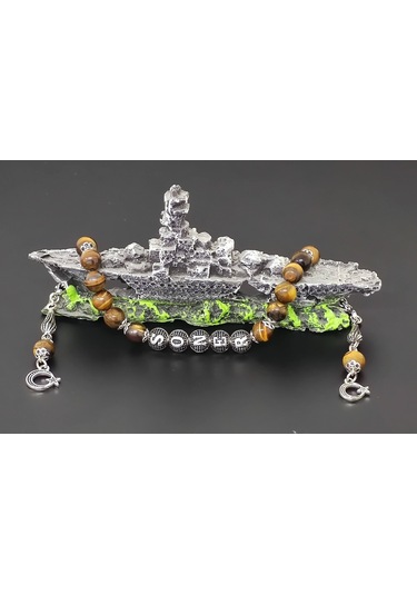 Tesbihsakarya Zaza - Isimli - Kişiye Özel - Kaplan Gözü Doğaltaş Tesbih - 8 Mm