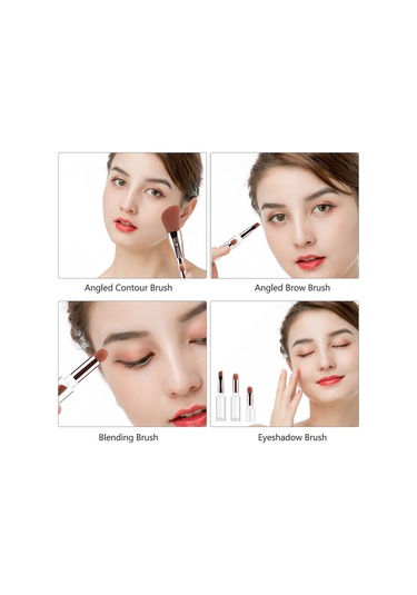 Yifomall Zoreya 4 Ü 1 Arada Taşınabilir Makyaj Fırçası Seti - Yüz, Kaş Ve Göz Farı Uygulama İçin Çok Fonksiyonlu