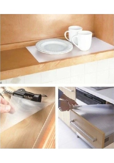 45cm X 10 M Şeffaf Kaydırmaz Raf Dolap Ve Çekmece Örtüsü Ve Maket Bıçağı Beyaz